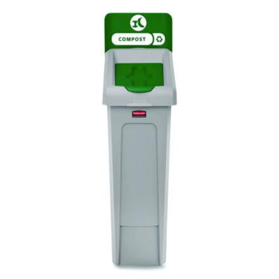 Slim Jim Recycling Station Kit, 1-Stream Compost, 23 Gal, Plastic, Green/Gray