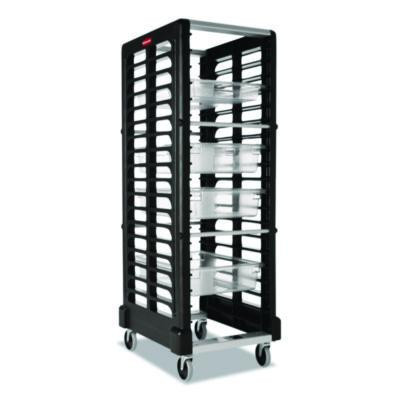 End Loader Rack For Food Boxes And Sheet Pans, 18 Rack, Plastic, 23.75" x 28.75" x 67.88", Black