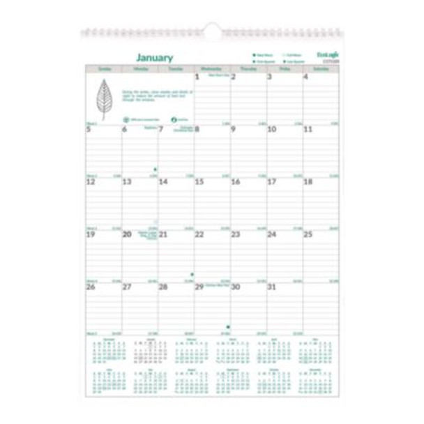 Ecologix Monthly Wall Calendar, Ecologix Artwork, 12 x 17, White/Green Sheets, 12-Month (Jan To Dec): 2026