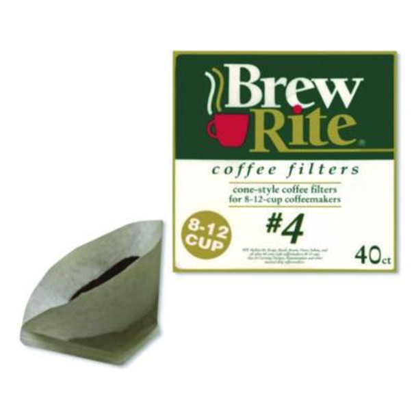 Paper Cone Filters, 8 To 12 Cup Size, Cone, 40/Pack