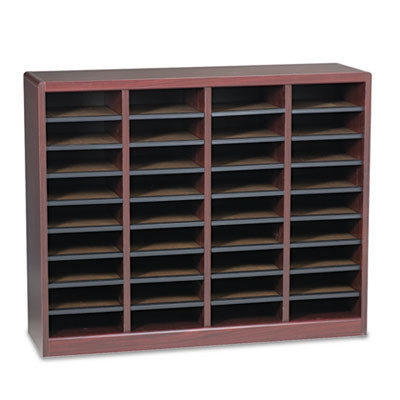 Wood/Fiberboard E-Z Stor Sorter, 36 Compartments, 40 X 11.75 X 32.5, Mahogany