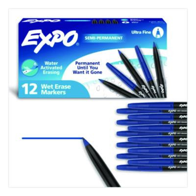 Wet Erase Marker, Fine Bullet Tip, Blue, Dozen