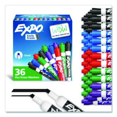 Low-Odor Dry-Erase Marker Value Pack, Broad Chisel Tip, Assorted Colors, 36/Box