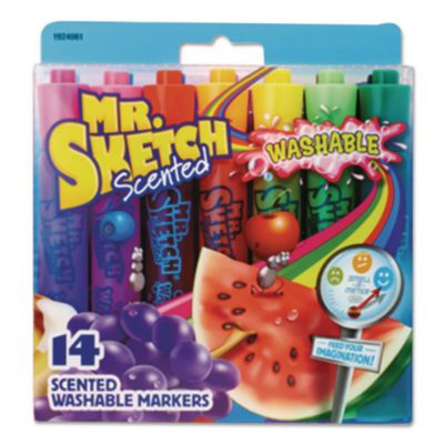 Washable Markers, Broad Chisel Tip, Assorted Colors, 14/Set
