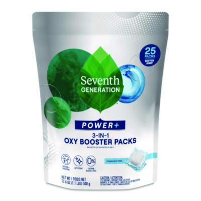 Power+ 3-In-1 Oxy Booster Packs, Fragrance-Free, 17.6 Oz, 25 Tabs/Pack, 6 Packs/Carton