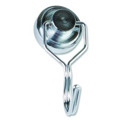 Magnetic Classroom Hooks, 5.25" Long Hook, 3.75" Diameter Base, Silver, 2/Pack