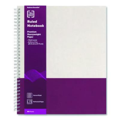 Wirebound Hardcover Notebook, 1-Subject, Narrow Rule, Gray/Purple Cover, (80) 11 x 8.5 Sheets