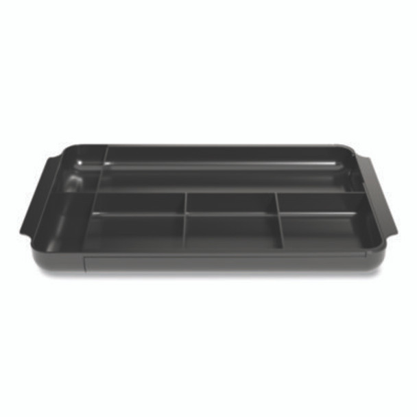 Seven-Compartment Expandable Plastic Drawer Organizer, 12.8 X 8.5 X 1.34, Black