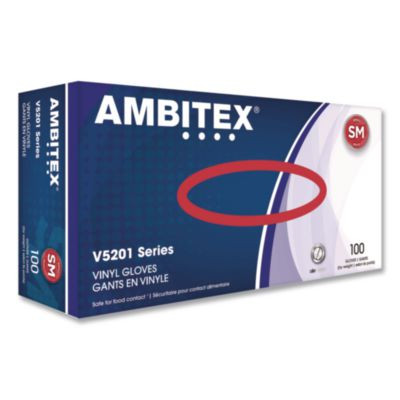 V5201 Series Powder-Free Vinyl Gloves, Small, 3 Mil Thick, 9" Long, Clear, 100/Box