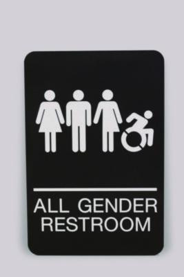 Ada Sign, All Gender Restroom, 6 x 9, Black Face, White Graphics
