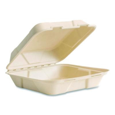 Nourish Molded Fiber Takeout Containers, Compostable, 9 x 9 x 3, Natural, Sugarcane, 200/Carton