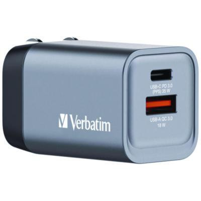 35 W 2-Port Gan Wall Charger, Black/Gray