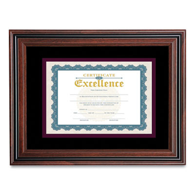 Document Frame With Mat, 11 X 14, Rosewood/Black