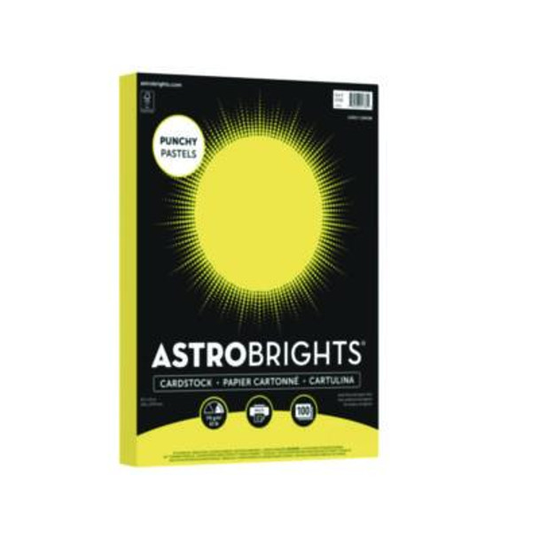 Color Cardstock -"Punchy Pastels" Assortment, 65 Lb Cover Weight, 8.5 x 11, Lively Lemon, 100/Pack