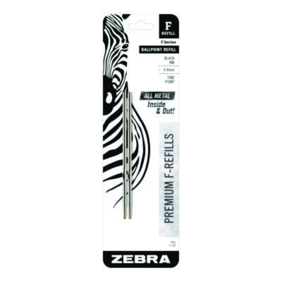 F-Series Ballpoint Stainless Steel Pen Refill, Fine 0.8 Mm Conical Tip, Black Ink, 2/Pack