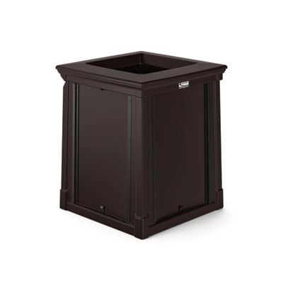 Resin Customizable Garbage Can With Open Lid, 34.4 Gal, Plastic, Java