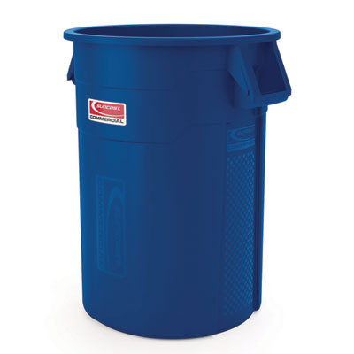 Utility Trash Can, 56.9 Gal, Plastic, Blue
