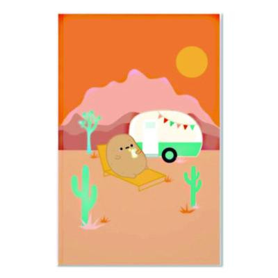 Smoko Tayto Potato Joshua Tree Layflat Notebook, 1-Subject, Medium/College Rule, Tan/Orange/White Cover, (72) 8 x 5 Sheets