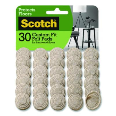 Custom Fit Felt Pads, 1.5" Dia, Beige, 30/Pack