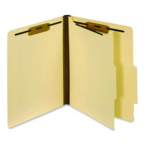 Manila Top Tab Classification Folders, 1.75" Expansion, 1 Divider, 4 Fasteners, Letter Size, Manila Exterior, 10/Box