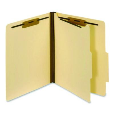 Manila Top Tab Classification Folders, 2/5-Cut Tab, Expands 1.75", 1 Divider, 4 Fasteners, Letter Size, Manila, 10/Box