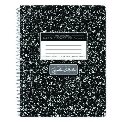 Signature Collection Spiralbound Composition Book, Medium/College Rule, Black Marble Cover, (70) 9.75 x 7 Sheets