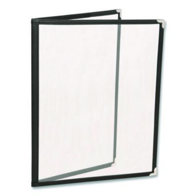 Menu Holder For 8.5 x 11 Menus, Portrait Orientation 4-View, 9.6 x 11.9, Clear/Black/Silver