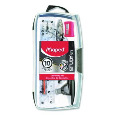 Metal Compass And Geometry Set, Metal/Plastic, Black/Clear, 10 Pieces