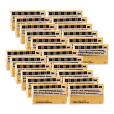C41 Extra Large Commercial Sponge, 7.5 x 4.3, 2" Thick, Yellow, 24/Carton