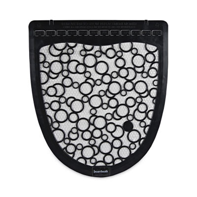 Disposable Urinal Floor Mat 2.0, Shield-Shaped, Black/White Slip-Resistant Surface, 17.5" x 20", 6/Carton