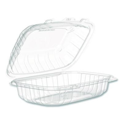 Microwaveable Hinged Containers, Proplanet Seal, 6.5 x 9 x 3, Clear, Plastic, 300/Carton