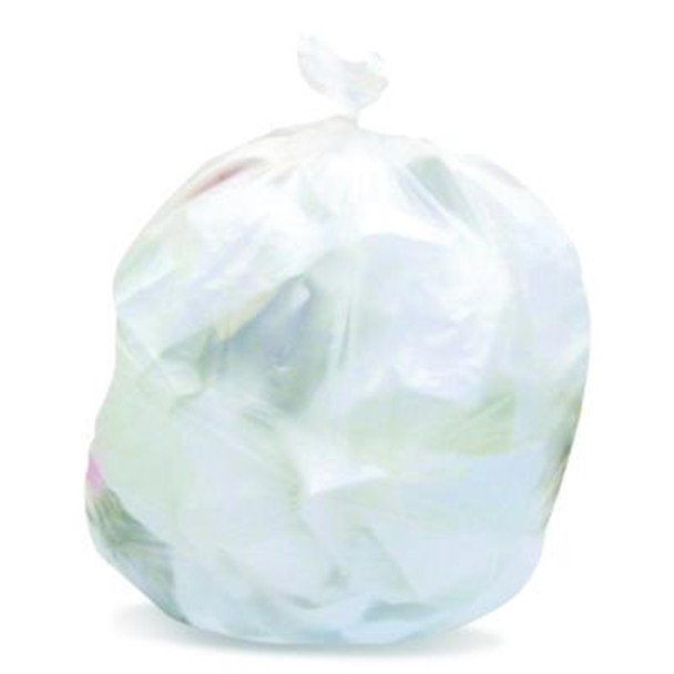 High-Density Waste Can Liners, 33 Gal, 22 Mic, 33" x 40", Natural, Roll, 25 Bags/Roll, 10 Rolls/Carton