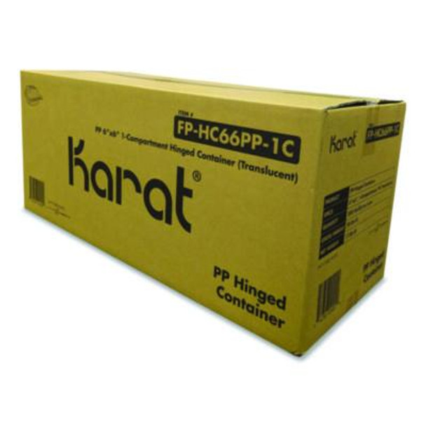 Polypropylene Plastic Hinged Container, 6 x 6 x 3.3, Clear, Plastic, 50/Pack, 6 Packs/Carton