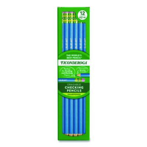 Erasable Colored Pencils, 2.6 Mm, 2B (#2), Blue Lead, Blue Barrel, 12/Pack