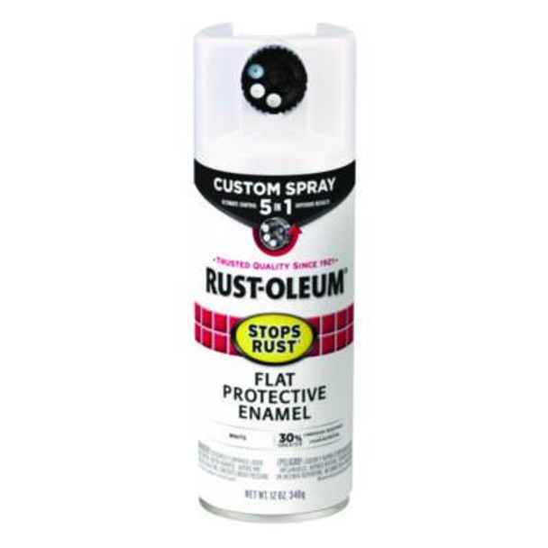 Stops Rust 5-In-1 Spray Paint, Flat White, 12 Oz Aerosol Can