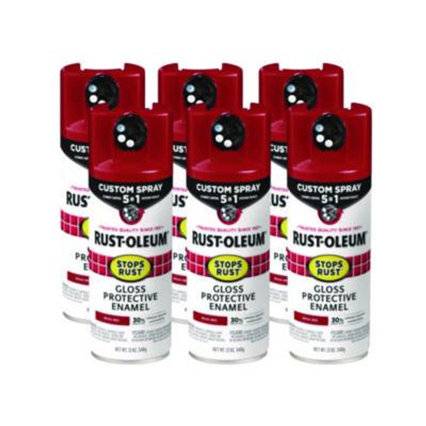 Stops Rust 5-In-1 Spray Paint, Gloss Regal Red, 12 Oz Aerosol Can, 6/Carton