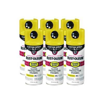 Stops Rust 5-In-1 Spray Paint, Gloss Sunburst Yellow, 12 Oz Aerosol Can, 6/Carton
