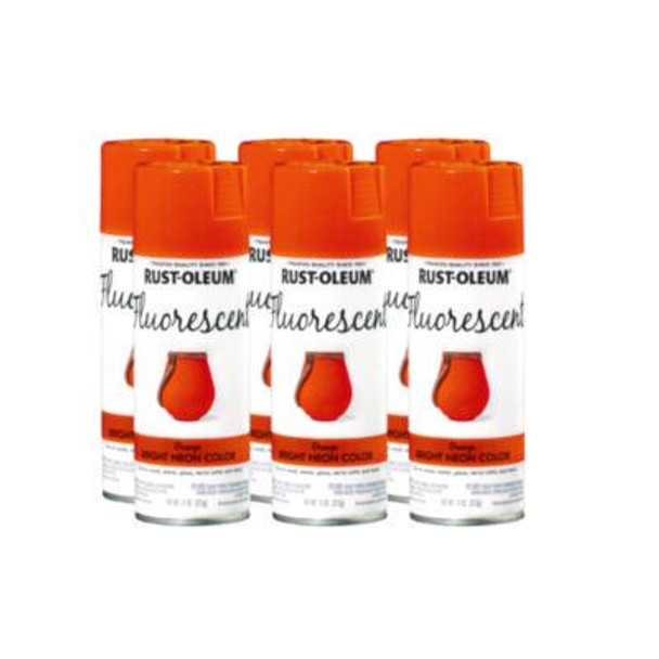Specialty Fluorescent Spray Paint, Flat Fluorescent Orange, 11 Oz Aerosol Can, 6/Carton