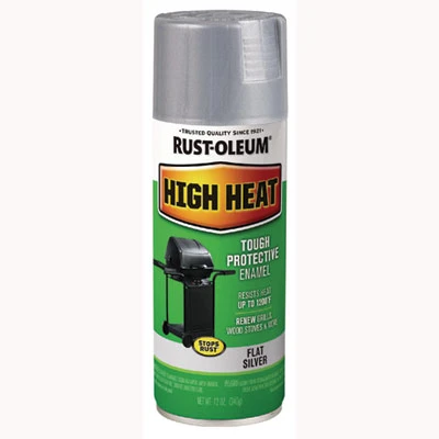 High Heat Enamel Spray Paint, Flat Silver, 12 Oz Aerosol Can, 6/Carton