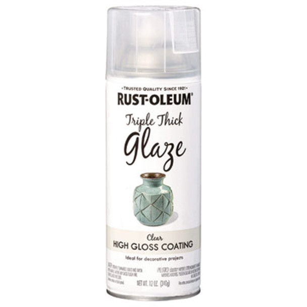 Specialty Triple Thick Glaze Spray Paint, High Gloss Clear, 12 Oz Aerosol Can, 6/Carton