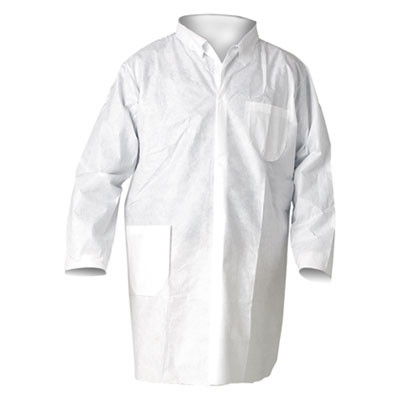 A20 Breathable Particle Protection Lab Coats, Snap Closure/Open Wrists/Pockets, X-Large, White, 25/Carton