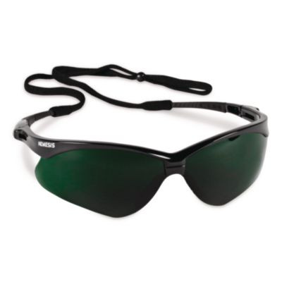 Nemesis Safety Glasses, Black Half Frame, Green Shade 5 Vlt Dual Lens