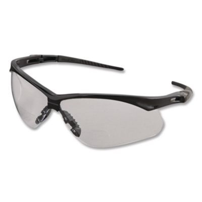 Nemesis Readers Safety Glasses, 2.5+ Diopter, Black Half Frame, Clear Dual Lens