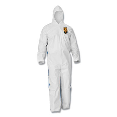 A35 Liquid And Particle Protection Coveralls, Zipper Front, Hooded, Elastic Wrists And Ankles, Large, White, 25/Carton