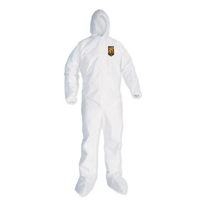 A35 Liquid And Particle Protection Coveralls, Zipper Front, Hooded, Elastic Wrists And Ankles, 2x-Large, White, 25/Carton