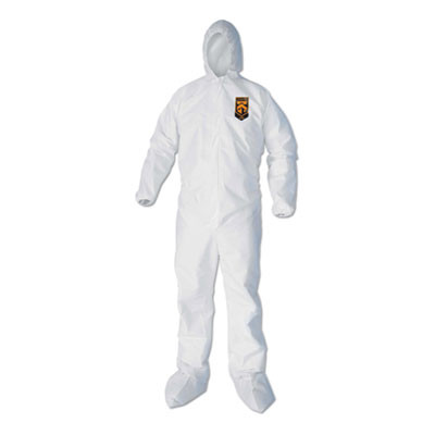 A40 Elastic-Cuff, Ankle, Hood And Boot Coveralls, 3X-Large, White, 25/Carton