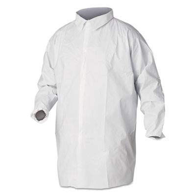 A40 Liquid And Particle Protection Lab Coats, Elastic Wrists, 2X-Large, White, 30/Carton