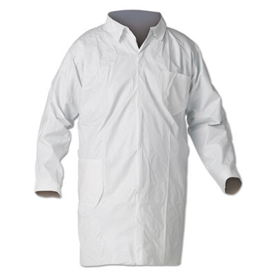 A40 Liquid And Particle Protection Lab Coats, Open Wrists,  Medium, White, 30/Carton