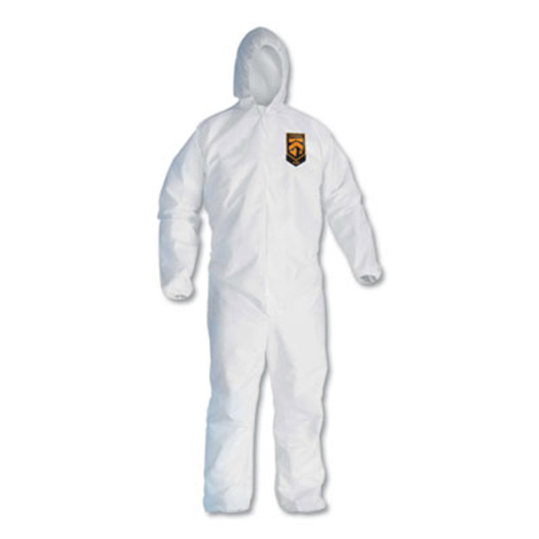 A30 Elastic-Back And Cuff Hooded Coveralls, X-Large, White, 25/Carton