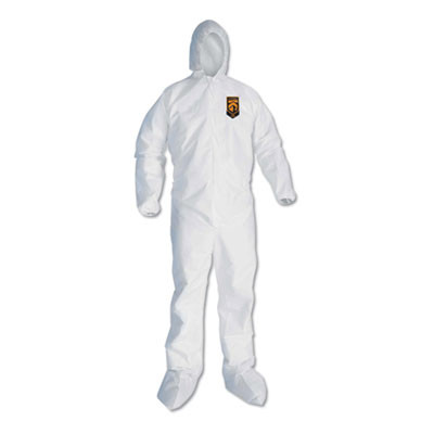 A30 Elastic Back And Cuff Hooded/Boots Coveralls, Xl, White, 25/Carton